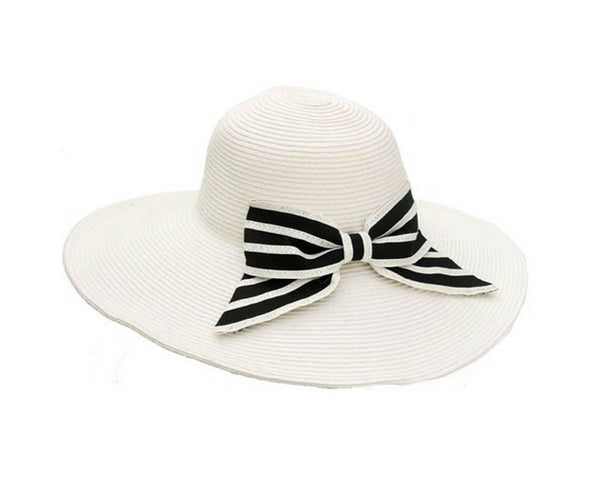 A259-WIDE BRIM HAT WITH LARGE BOW