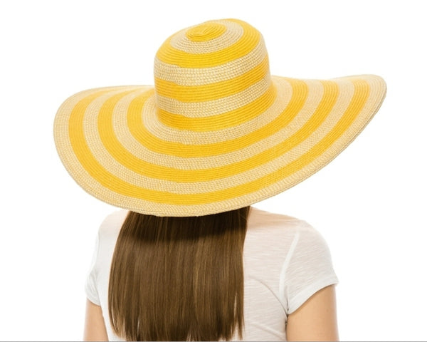 A267-OVERSIZED BRIM LUREX STRIPE SUN HAT