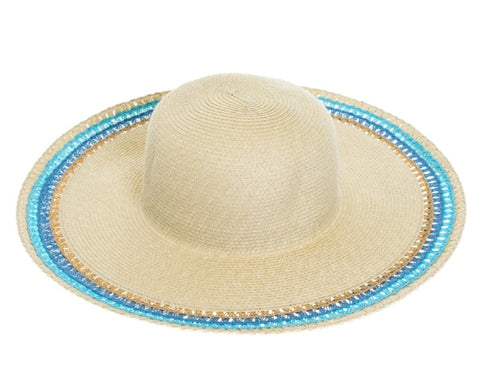 A274-FLOPPY SUN HATS - LACY STRAW TRIM