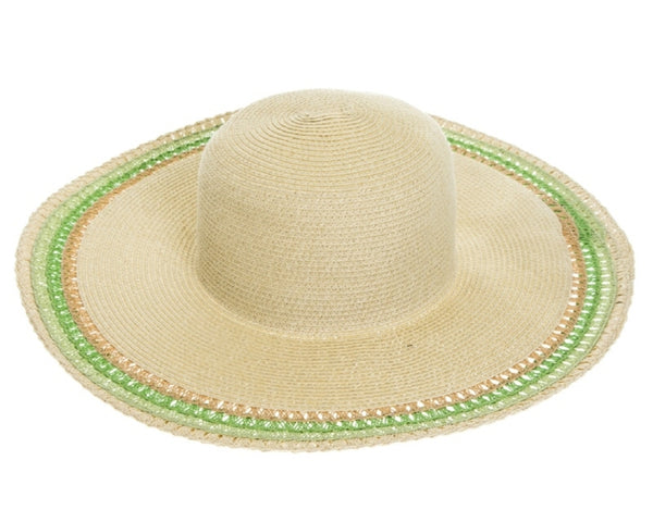 A274-FLOPPY SUN HATS - LACY STRAW TRIM