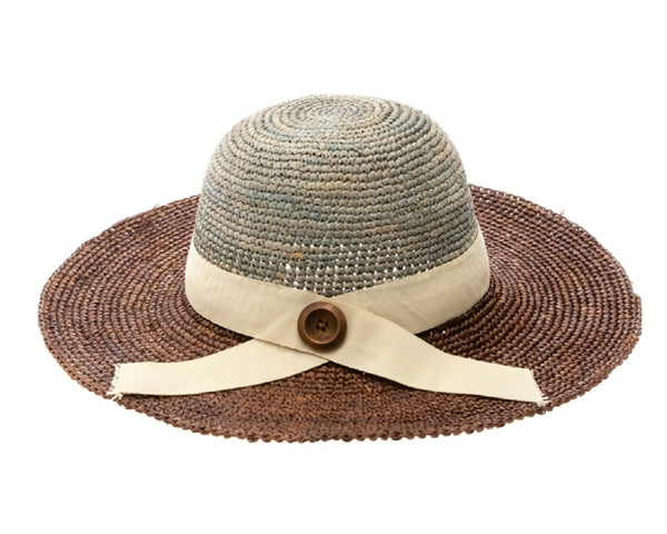 A278-2 TONE RAFFIA CROCHET SUN HAT