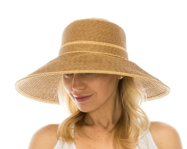 A281-LAMPSHADE HAT WITH CONTRAST BAND