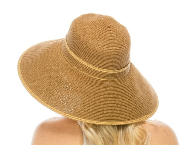 A281-LAMPSHADE HAT WITH CONTRAST BAND