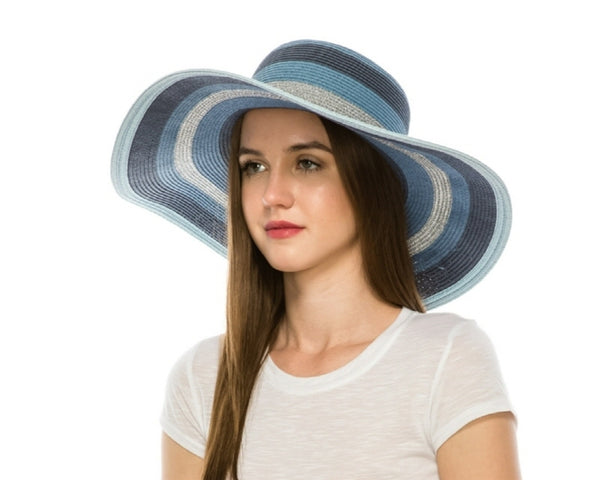 A284-WIDE BRIM HATS - METALLIC STRIPES