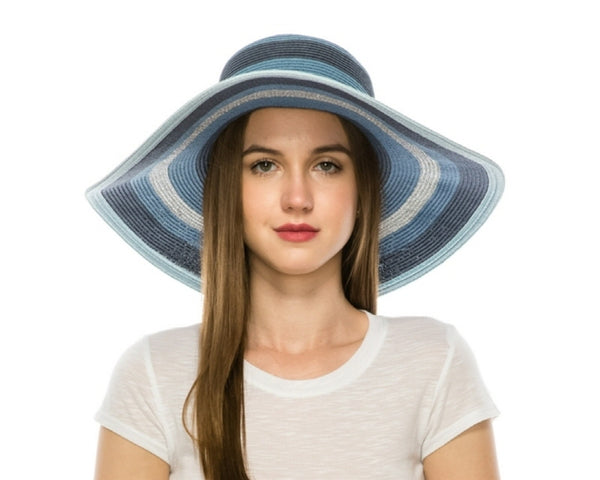 A284-WIDE BRIM HATS - METALLIC STRIPES