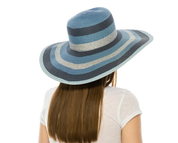 A284-WIDE BRIM HATS - METALLIC STRIPES