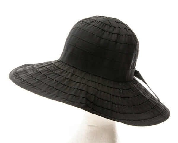 A287-RIBBON CRUSHER HAT WITH POLKA DOT UNDERBRIM