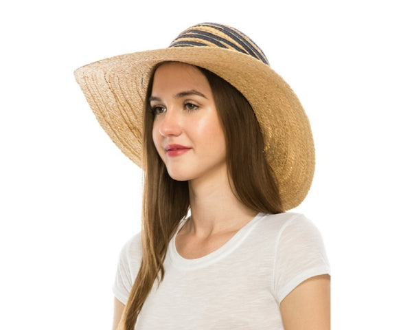 A289-RAFFIA SUN HAT WITH WAVY SQUIGGLES