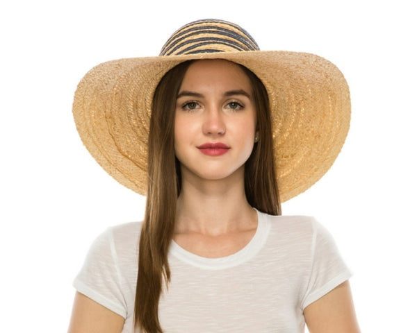 A289-RAFFIA SUN HAT WITH WAVY SQUIGGLES