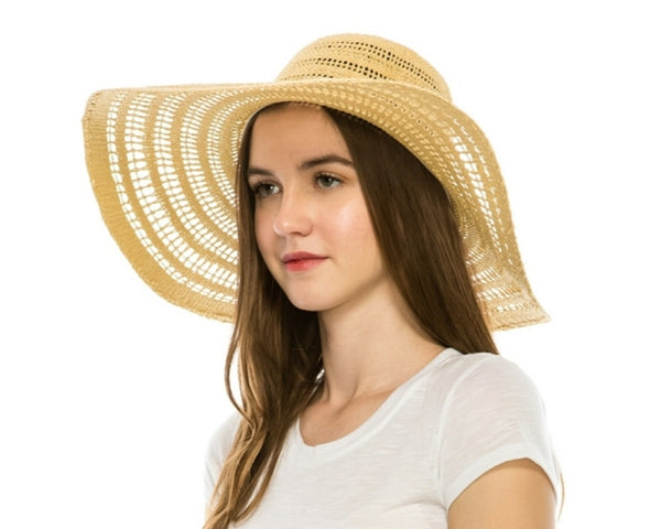 A312-PEEKABOO TOYO FLOPPY HAT W/ STRING BOW