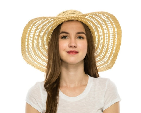 A312-PEEKABOO TOYO FLOPPY HAT W/ STRING BOW