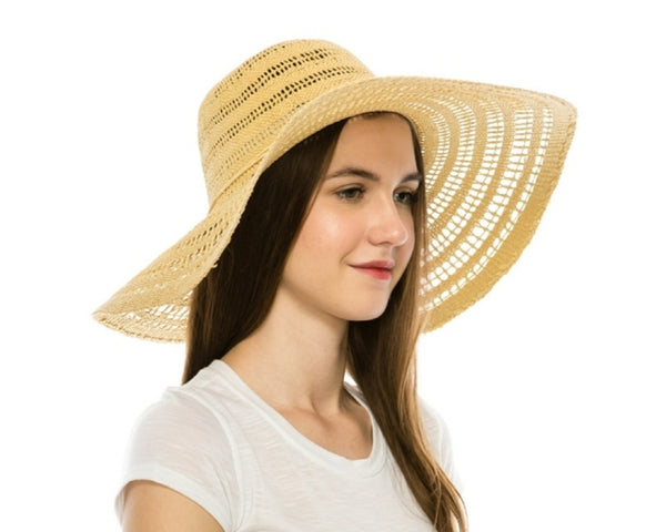 A312-PEEKABOO TOYO FLOPPY HAT W/ STRING BOW