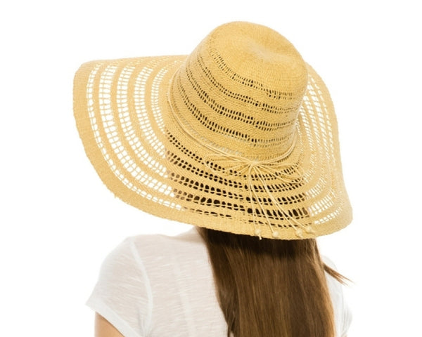 A312-PEEKABOO TOYO FLOPPY HAT W/ STRING BOW