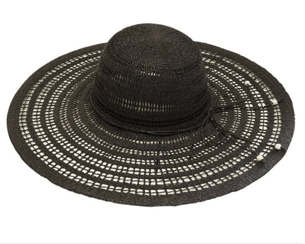 A312-PEEKABOO TOYO FLOPPY HAT W/ STRING BOW