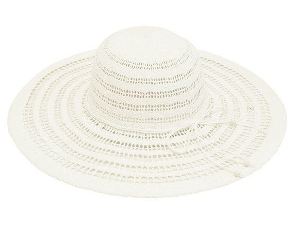 A312-PEEKABOO TOYO FLOPPY HAT W/ STRING BOW