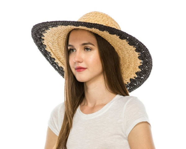 A323-CROCHET EDGE RAFFIA SUN HAT