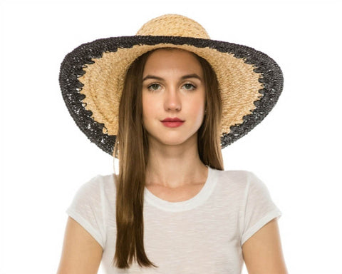 A323-CROCHET EDGE RAFFIA SUN HAT