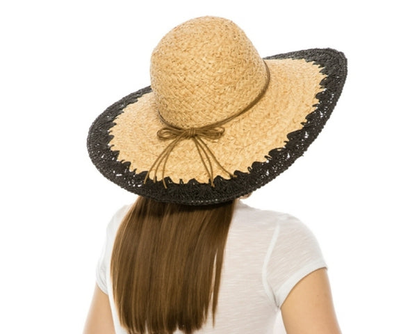 A323-CROCHET EDGE RAFFIA SUN HAT