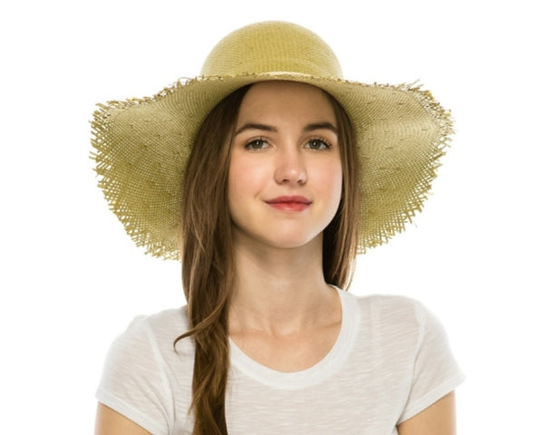 A326-HANDWOVEN STRAW BEACH HAT - UPF 50+