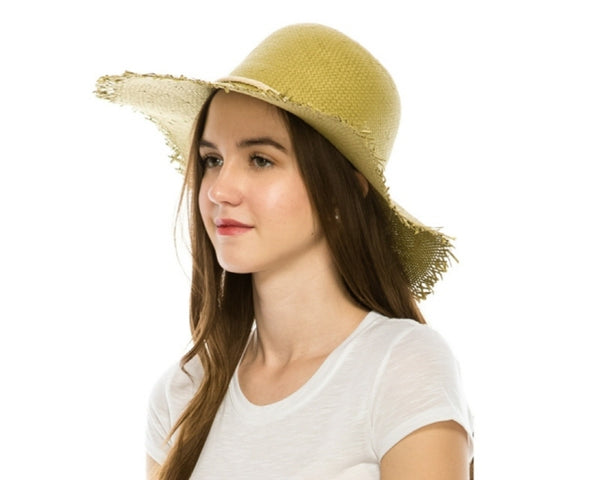 A326-HANDWOVEN STRAW BEACH HAT - UPF 50+