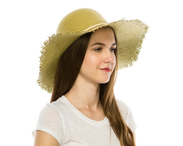 A326-HANDWOVEN STRAW BEACH HAT - UPF 50+