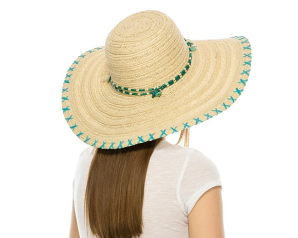 A331-BLUE SHELLS + STITCH EDGE FLOPPY HAT