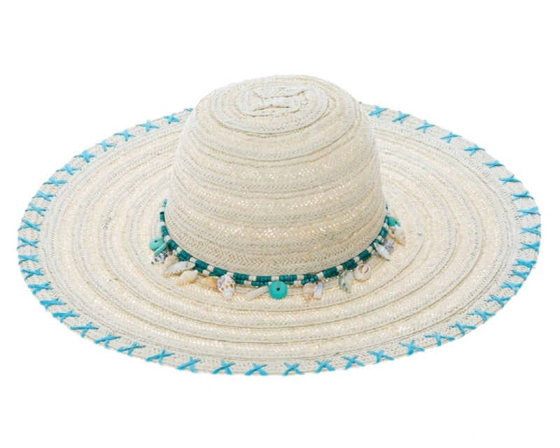 A331-BLUE SHELLS + STITCH EDGE FLOPPY HAT