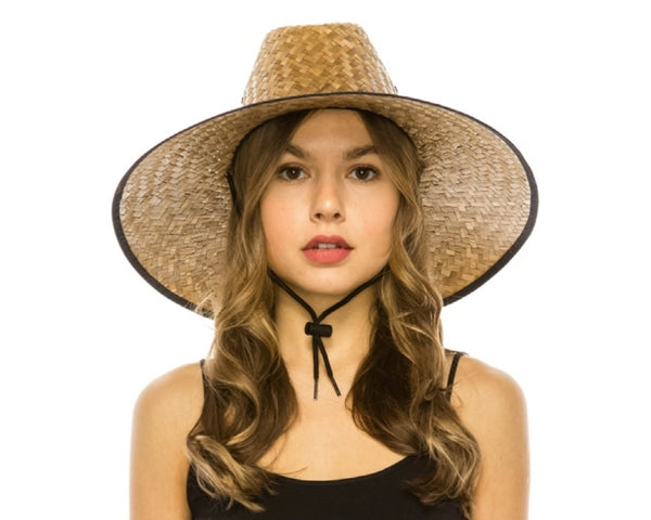 A334-PALM LEAF STRAW LIFEGUARD HAT