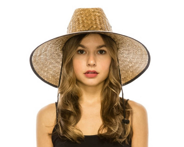 A334-PALM LEAF STRAW LIFEGUARD HAT