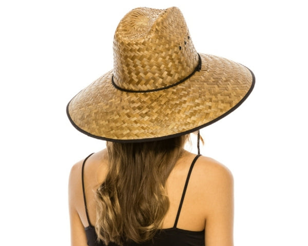 A334-PALM LEAF STRAW LIFEGUARD HAT