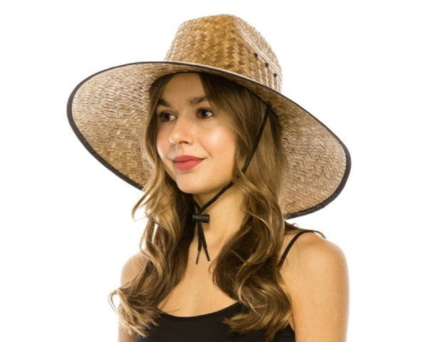 A334-PALM LEAF STRAW LIFEGUARD HAT