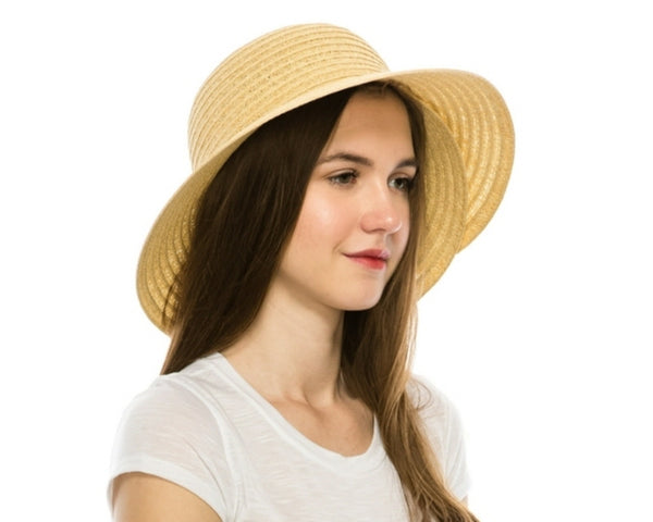 A342-LAMPSHADE SUN HAT W/ SLANTED BOW