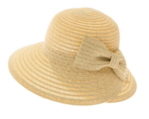 A342-LAMPSHADE SUN HAT W/ SLANTED BOW