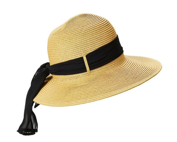 A349-LAMPSHADE SUN HAT W/ SASH