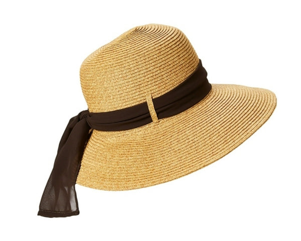 A349-LAMPSHADE SUN HAT W/ SASH