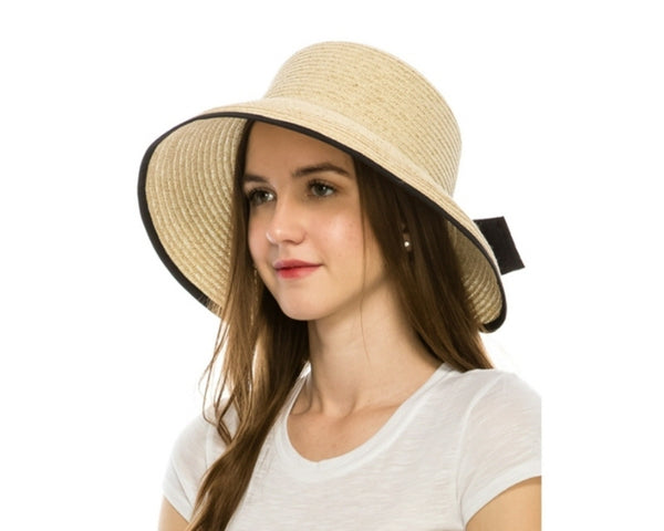 A356-SPLIT BACK SUN HAT W/ BOW