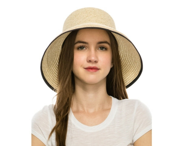 A356-SPLIT BACK SUN HAT W/ BOW