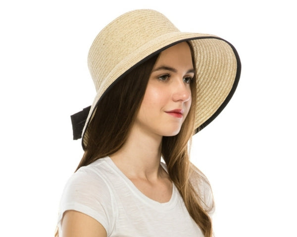 A356-SPLIT BACK SUN HAT W/ BOW