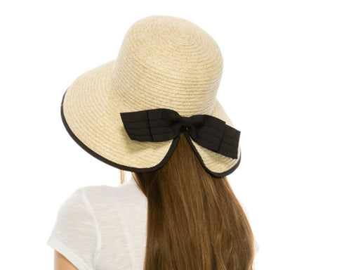 A356-SPLIT BACK SUN HAT W/ BOW