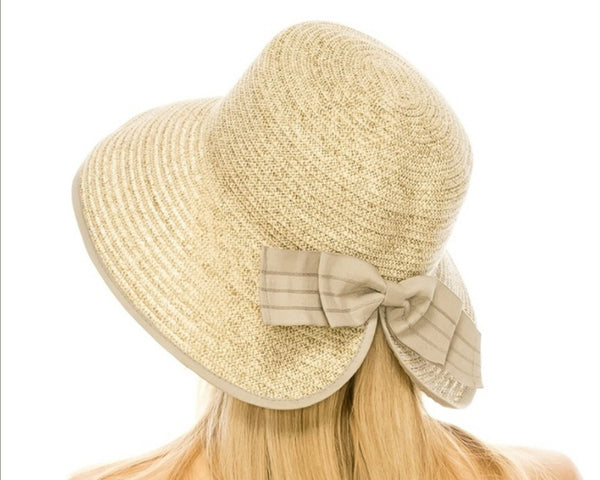 A356-SPLIT BACK SUN HAT W/ BOW