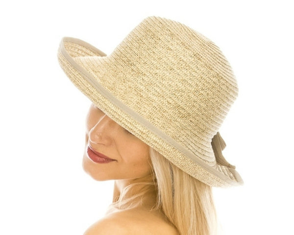 A356-SPLIT BACK SUN HAT W/ BOW