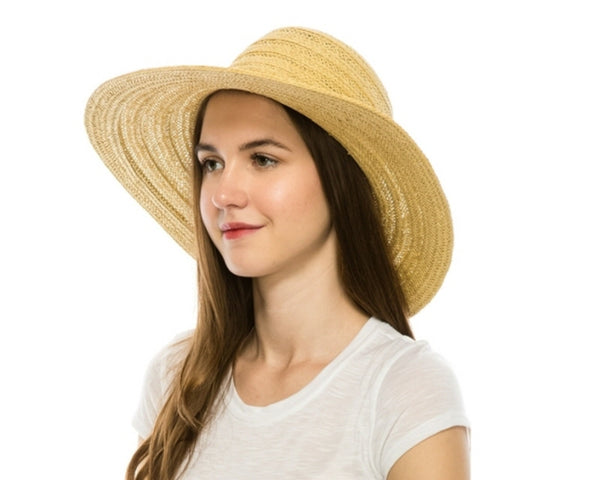 A359-FLOPPY STRAW SUN HAT - MIXED BRAID