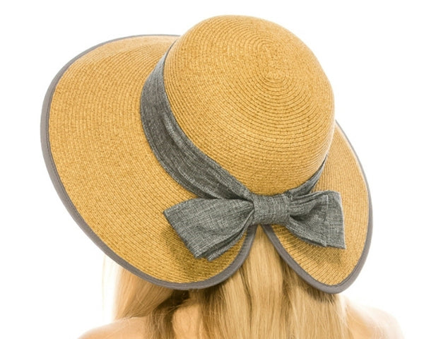 A360-SPLIT BACK HAT W/ LINEN BOW