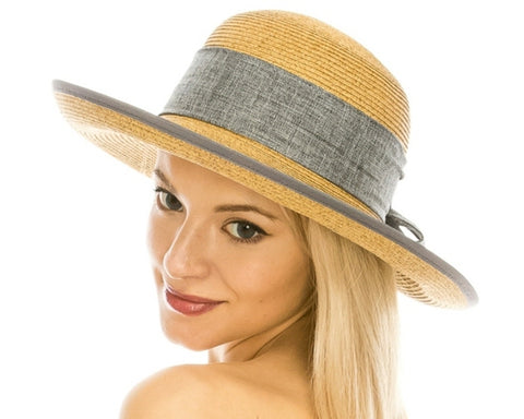 A360-SPLIT BACK HAT W/ LINEN BOW