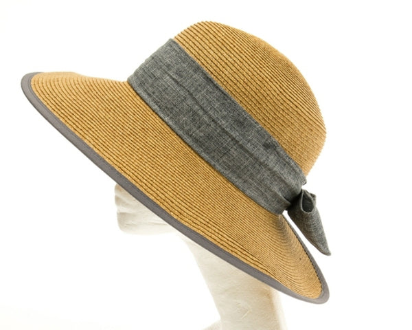 A360-SPLIT BACK HAT W/ LINEN BOW