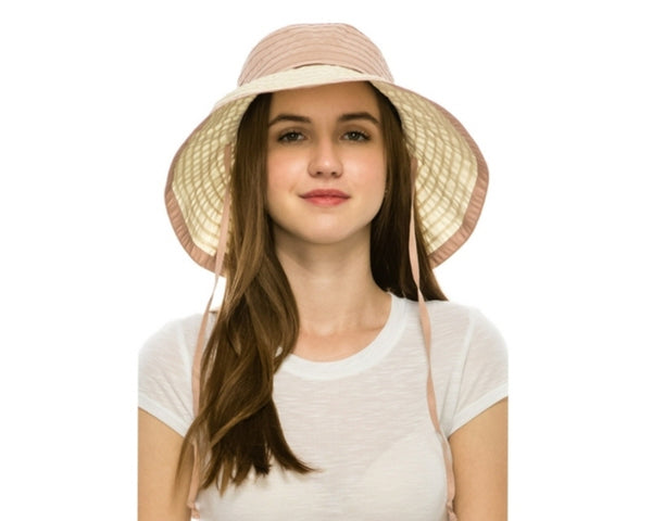 A363-CONVERTIBLE RIBBON SUN HAT