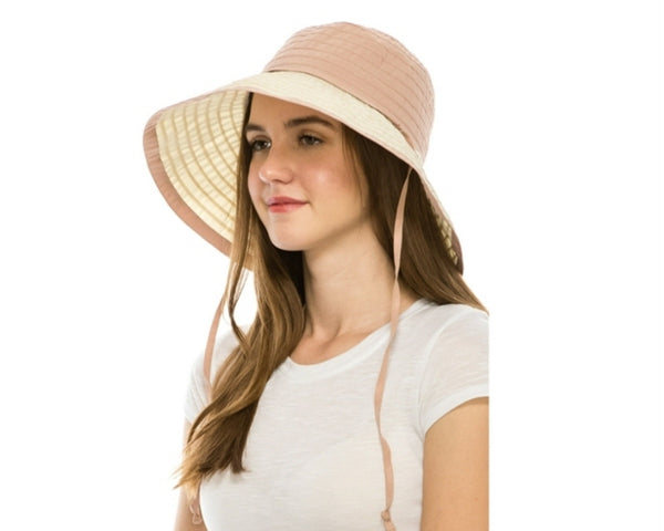 A363-CONVERTIBLE RIBBON SUN HAT