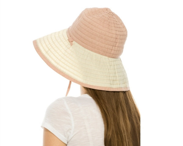 A363-CONVERTIBLE RIBBON SUN HAT