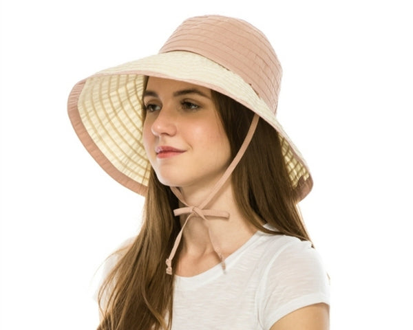 A363-CONVERTIBLE RIBBON SUN HAT