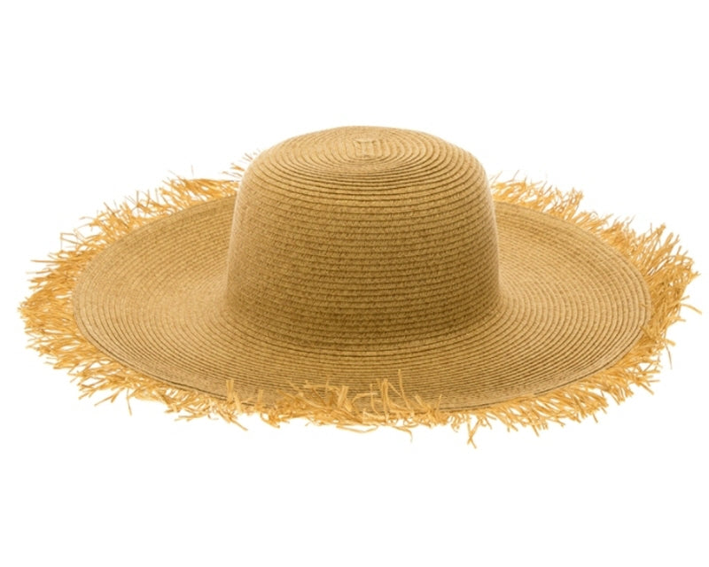 A366-STRAW SUN HAT W/ FRINGE